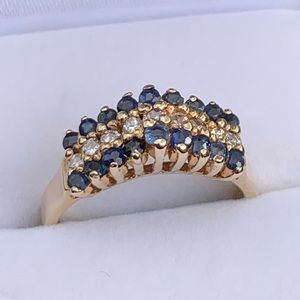 NWOT 14KY Genuine Blue Sapphire & Diamond Ring